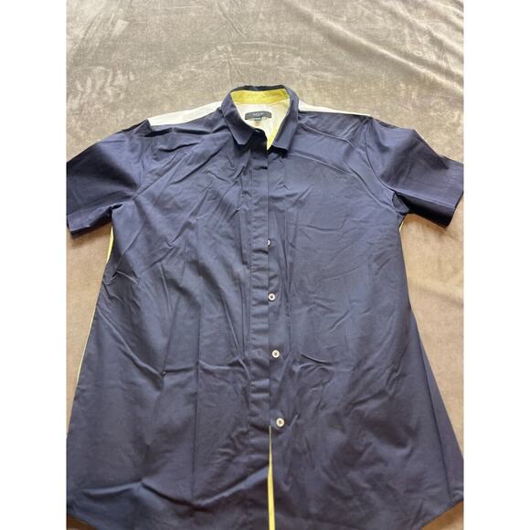 Paul Smith Black Yellow Block Button-Up Short Sleeve Shirt Mens‎ SZ 42 - Picture 1 of 8